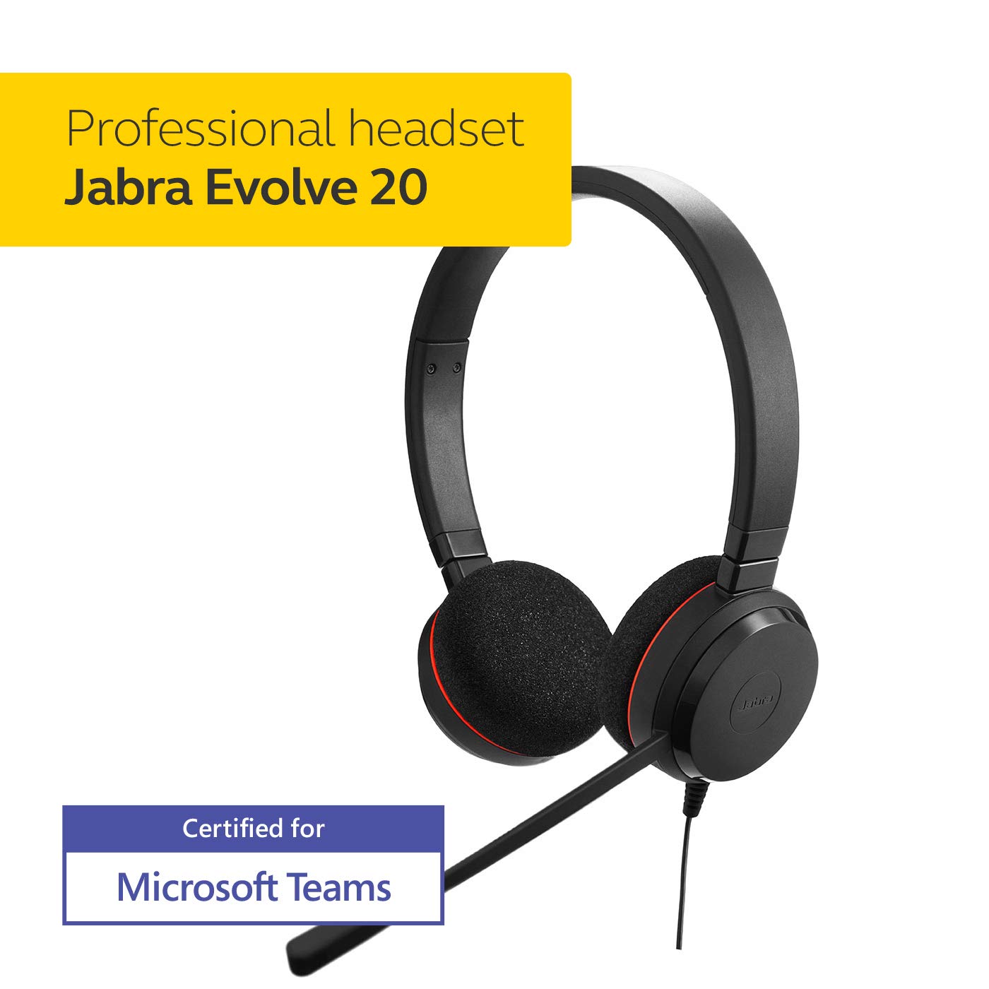 Jabra Evolve 20 Microsoft Lync Stereo Headset, Black