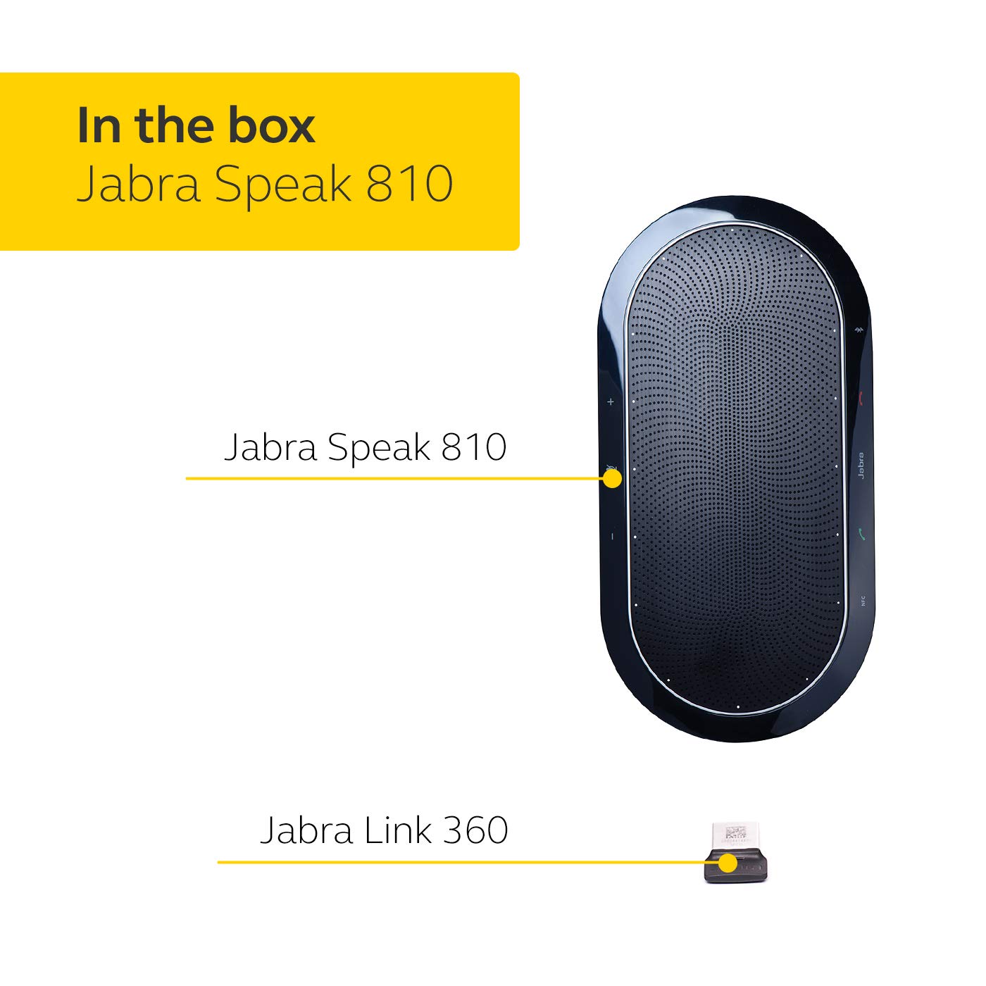 Jabra Speak 810 MS Wireless Bluetooth Speakerphone - Portable Conference Speaker with Superior Audio for Larger Conference Calls, Quick Set-Up - Certified for Microsoft Teams